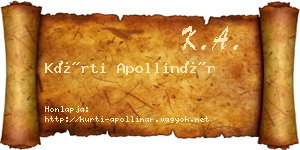 Kürti Apollinár névjegykártya